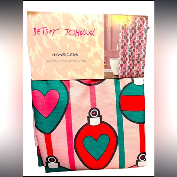Betsey Johnson NWT Pink Red Green Christmas
Bulbs Ornaments Shower Curtain - Picture 4 of 8